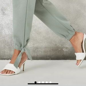 White Square Toe Woven Mules